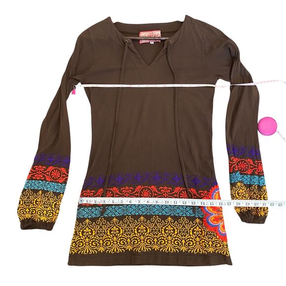 Johnny Was JWLA Womens Tunic Top S Embroidered Vibrant Long Sleeve Runs Small - Picture 7 of 9